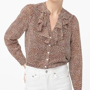 Petite Crinkle ruffle button-up shirt PXS - NWT!!
